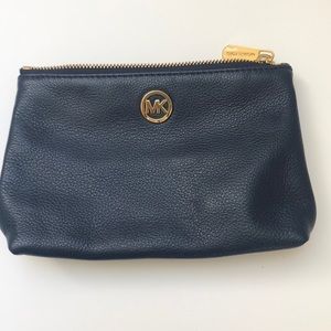 Navy leather pouch